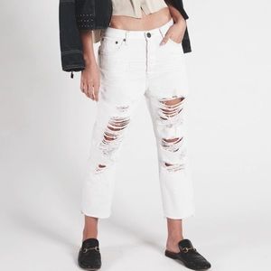 NWT ONETEASPOON WOMENS COCOCASH HOOLIGANS LOW WAIST WHITE RIPPED JEANS size 24